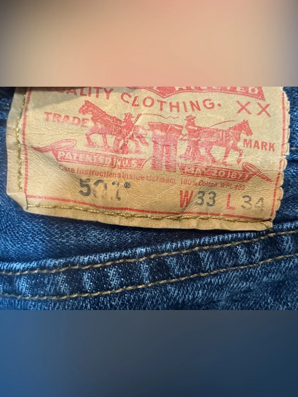 Levi's 501 Men's Dark Blue Button Fly Straight-Leg Denim Jeans Y2K 33x34